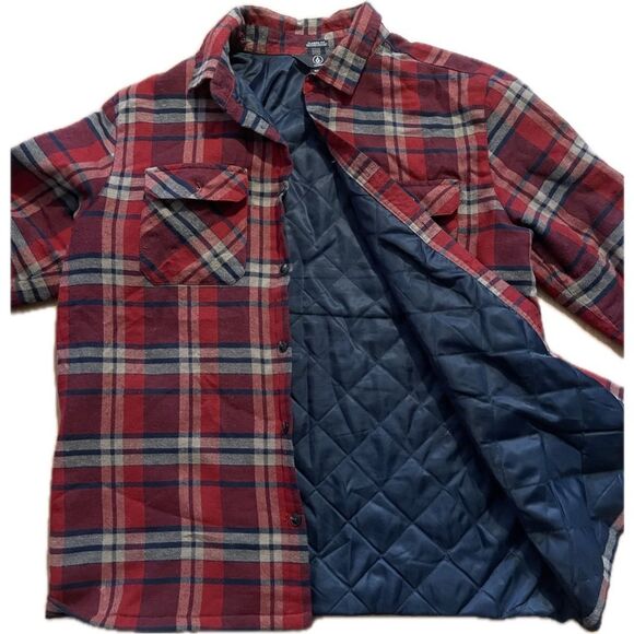 Volcom Red Plaid Work Wear Jacket Men’s Size L - Picture 2 of 6
